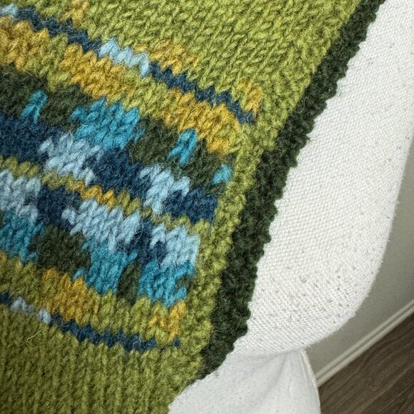 NEW Down to Earth  Hand-knit in Nepal 100% Wool with 2 pockets Fringe Unisex - Picture 7 of 10